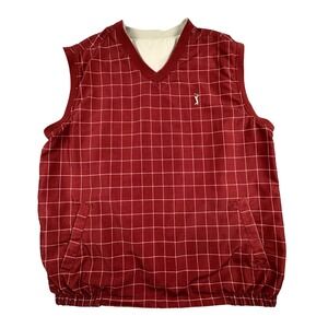 Vintage PGA Tour Originals Golf Vest Mens Red Plaid Sleeveless Pullover‎ Large